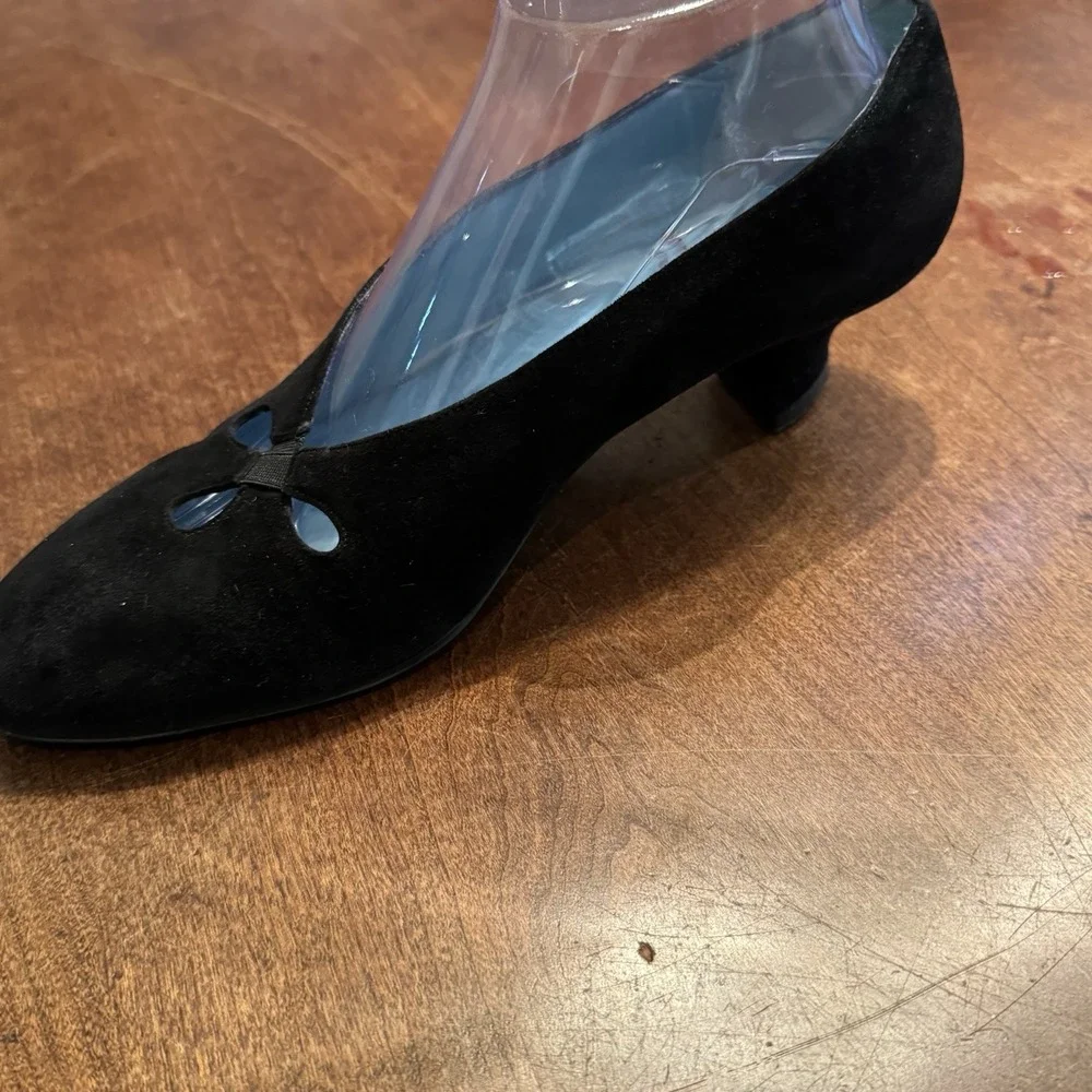 Thierry Rabotin Pumps Women 39 Black Suede Kitten Heel Cutout Made in Italy - Picture 6 of 13
